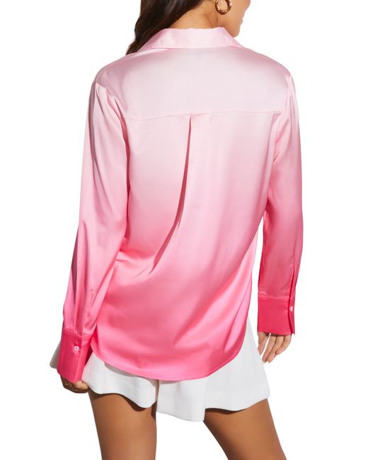 Vici Collection Pink Lisette Ombré Stretch Satin Button-up Shirt