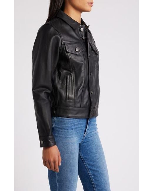 Schott Nyc Black Leather Trucker Jacket