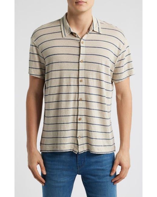 Alex Crane Multicolor Ola Linen Knit Short Sleeve Button-Up for men