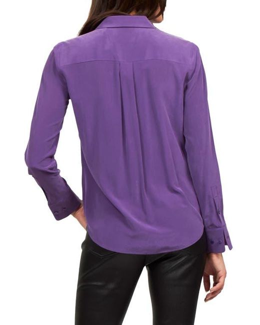 Equipment Purple Signature Slim Fit Silk Button-Up Shirt