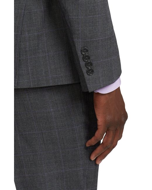 Ralph Lauren Purple Label Black Kent Hand Tailored Grey Windowpane Check Wool Suit for men