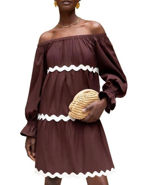 Ro&zo Red Bardot Contrast Trim Dress