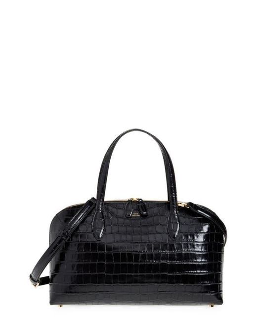 Totême  Black Medium Lounge Croc Embossed Leather Tote