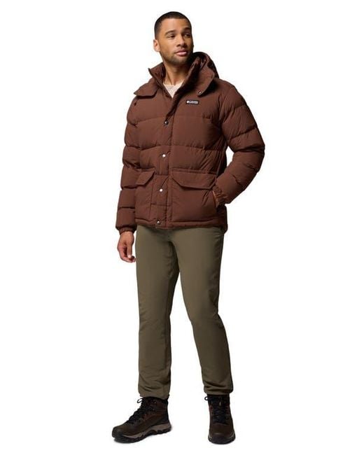 Columbia Brown Wallowa Water Repellent Down Puffer Jacket With Removable Hood for men