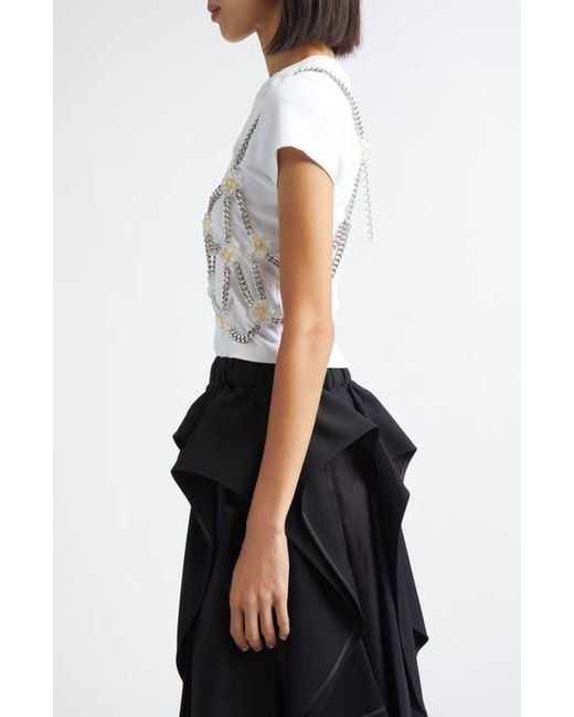 Noir Kei Ninomiya Beaded Floral Chain Harness in Metallic | Lyst