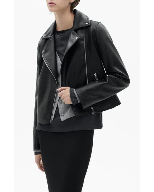 Mango Black Faux Leather Moto Jacket
