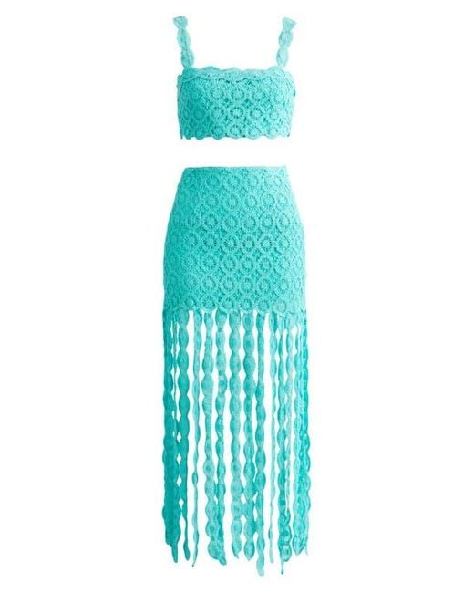 Saylor Fantina Cotton Blend Lace Two-Piece Dress in Blue | Lyst Saylor Fantina Cotton Blend Lace Two-Piece Dress in Blue | Lyst