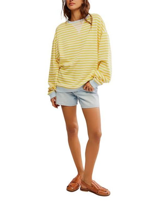 Free People Yellow Oversize Stripe Sweatshirt