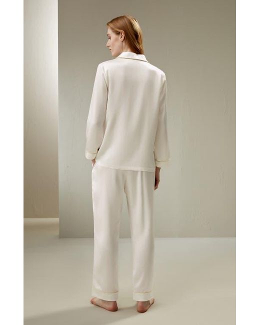 LILYSILK White Piping Silk Pajamas Set