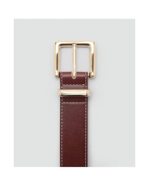 Mango Purple Stitched Square Buckle Belt