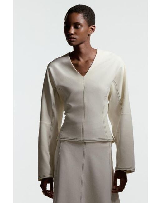 H&M White V-Neck Top