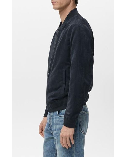 Mango Blue Faux Suede Bomber Jacket for men