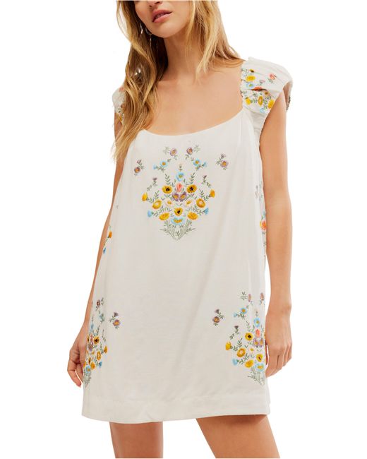 Free People White Wildflower Embroidered Minidress