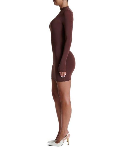 Naked Wardrobe Red Long Sleeve Mock Neck Minidress