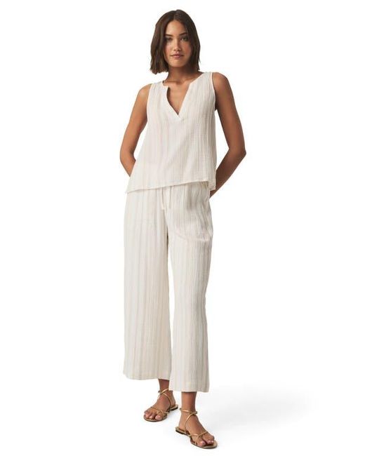 Splendid Natural Kit Stripe Cotton Gauze Crop Wide Leg Pants