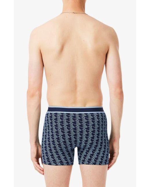 Lacoste Blue Monogram Assorted 3-Pack Boxer Briefs for men