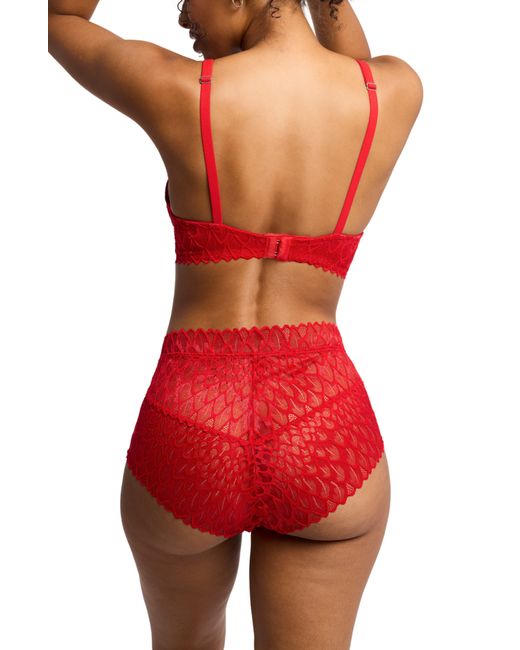 Montelle Intimates Red Lacey High Waist Lace Briefs