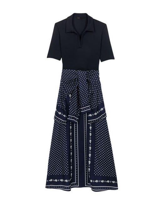 Maje Blue Patterned Mixed-Material Dress