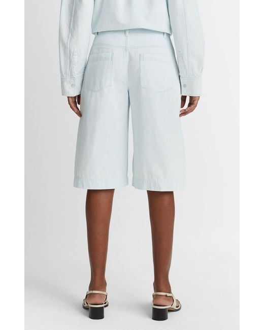 Vince White Spring Cotton Twill Long Shorts