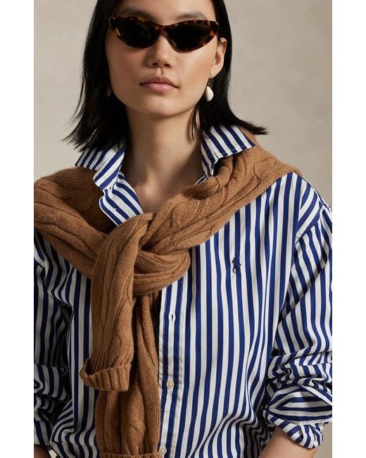 Polo Ralph Lauren Blue Stripe Relaxed Fit Cotton Button-Up Shirt