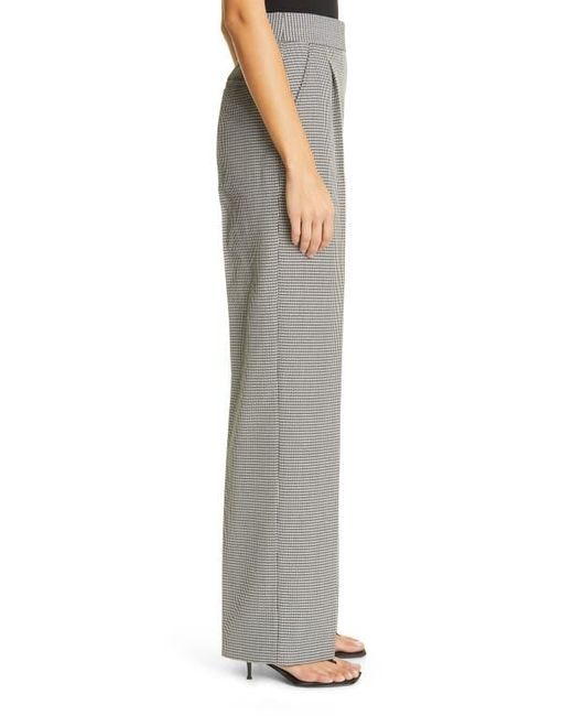 Alexander Wang Gray Houndstooth Pleated High Waist Wool Blend Pants