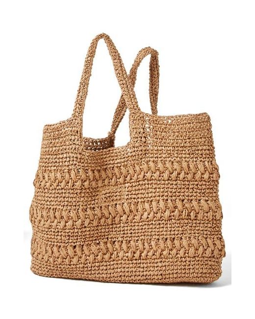 LSPACE Brown Changing Tides Crocheted Raffia Tote