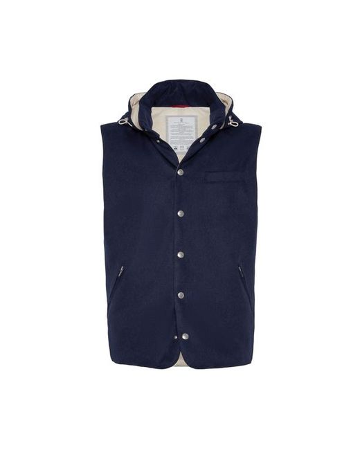 Brunello Cucinelli Blue Wool Beaver Cloth Down Jacket for men