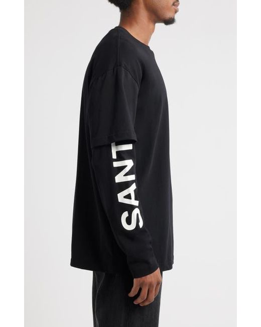 Saint Studio Black Preda Layered Look T-Shirt for men