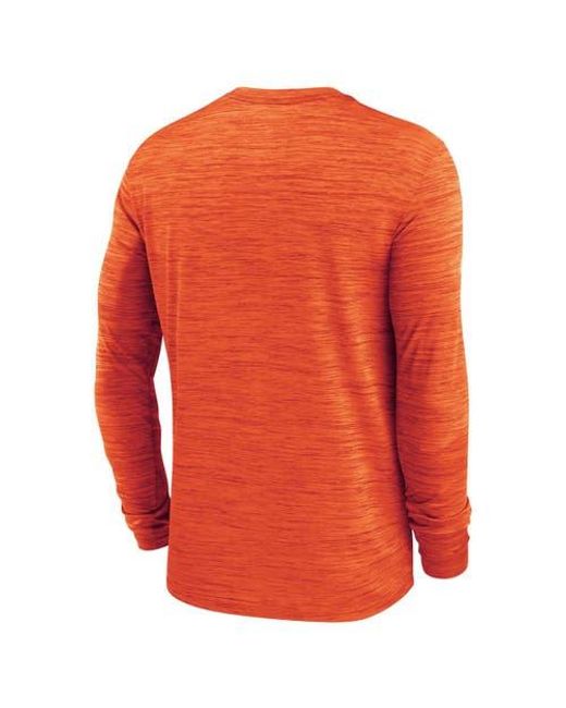Nike Orange Clemson Tigers 2025 Sideline Velocity Performance Long Sleeve T-Shirt for men