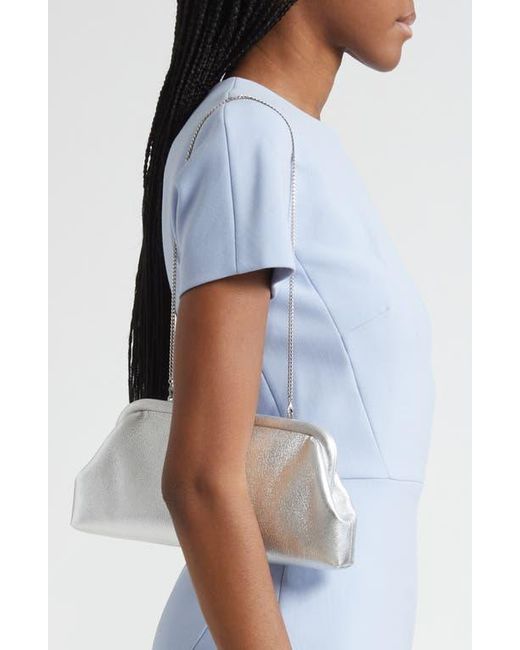 Jimmy Choo White Skylar Metallic Leather Clutch