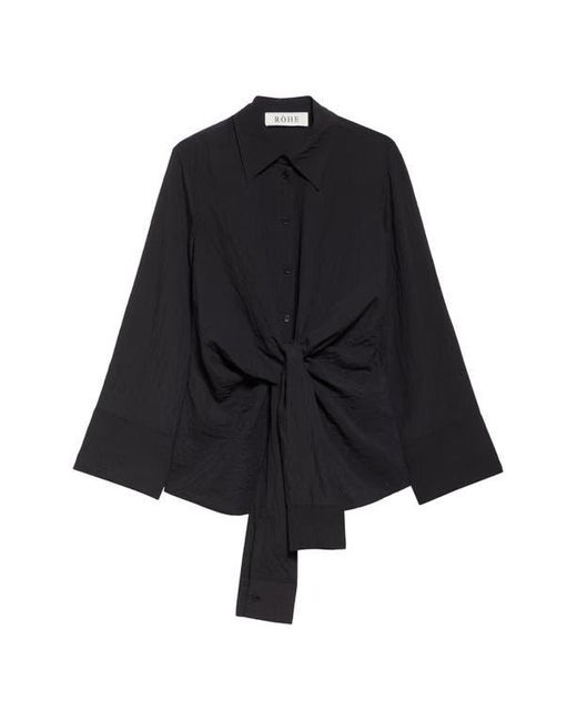 Rohe Black Hammered Silk Blend Twist Button-Up Shirt
