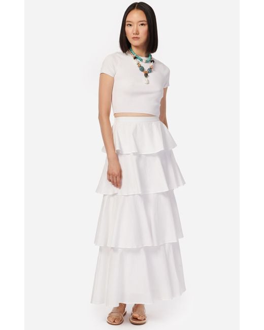 Cami NYC White Terra Tiered Cotton Poplin Maxi Skirt