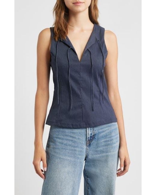 Mango Blue Dena Tie Front Sleeveless Top
