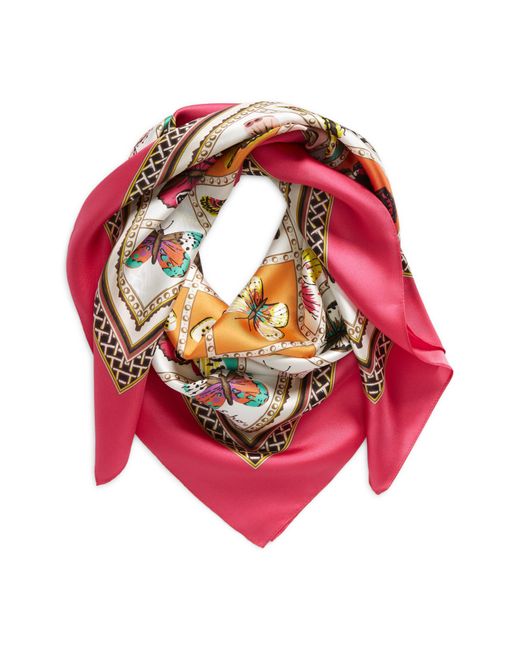 Echo Pink Butterfly Silk Square Scarf