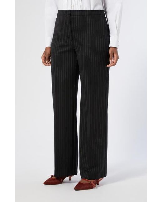 Marina Rinaldi Black Michela Pinstripe Stretch Jersey Pants