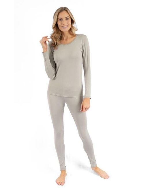 Leveret Gray Two-Piece Thermal Long Sleeve Solid Pajamas