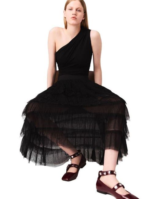 Maje Black Asymmetric Bodysuit