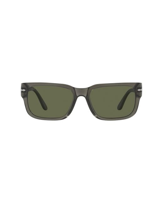 Persol Green 58Mm Polarized Rectangular Sunglasses for men
