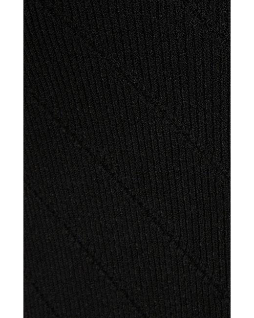 Balmain Black Diamond Rib Halter Midi Sweater Dress