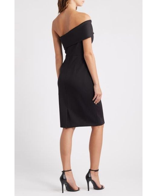 Eliza J Social Off The Shoulder Scuba Knit Cocktail Dress in Black | Lyst