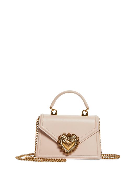 Dolce & Gabbana Natural Mini Devotion Leather Top Handle Bag