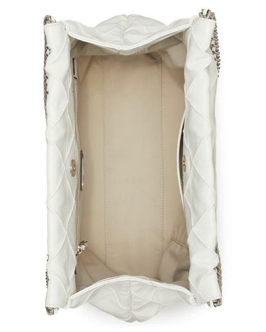 Tory Burch White Fleming Distressed Quilted Leather Hobo Bag