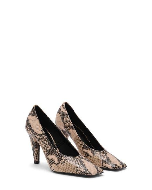 Mango Natural Print Square Toe Pump
