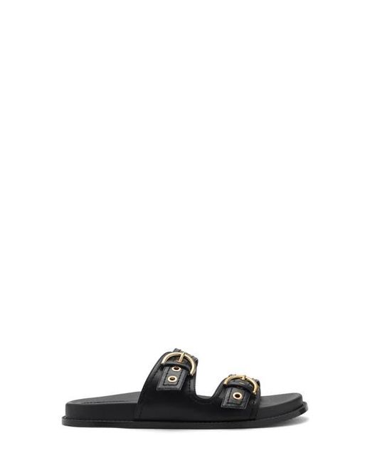 Mango Black Buckle Slide Sandal