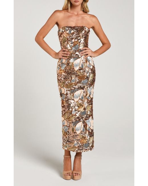 HELSI Multicolor Leslie Pattern Sequin Strapless Gown