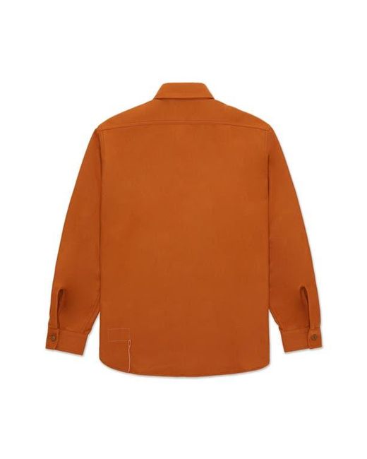 Fortela Orange Cpo Flannel Wool Overshirt for men