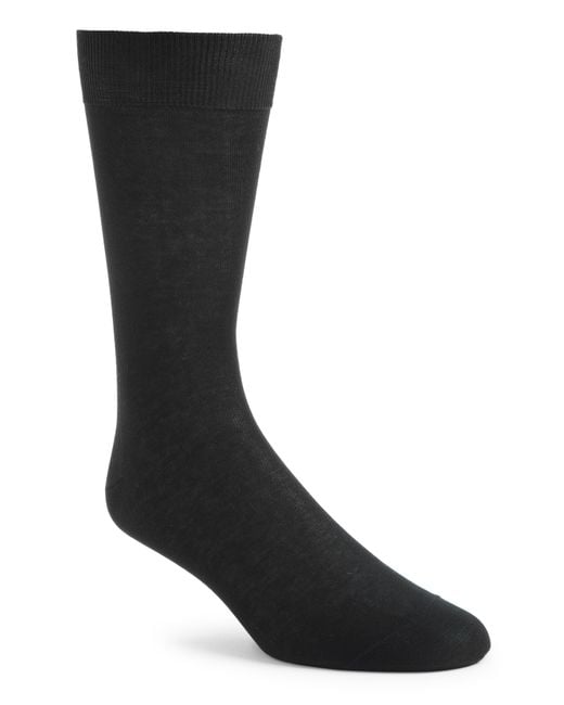 Canali Black Solid Cotton Dress Socks for men