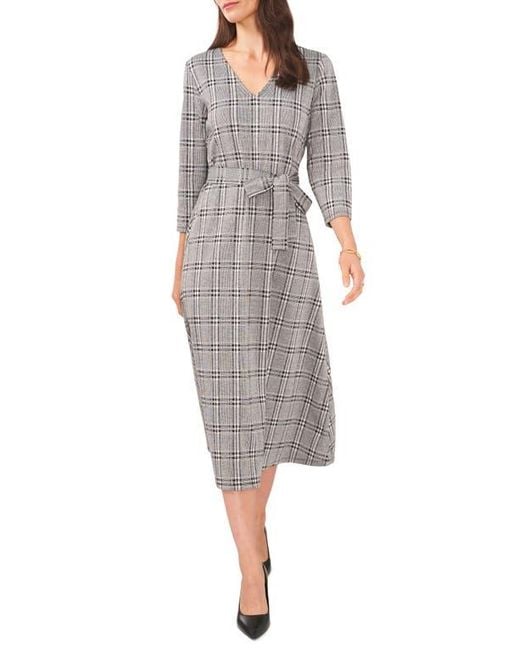 Chaus Women's Gray Glen Plaid Jacquard Midi Dress