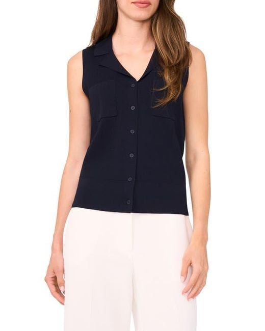 Halogen® Blue Lapel Collar Sweater Vest