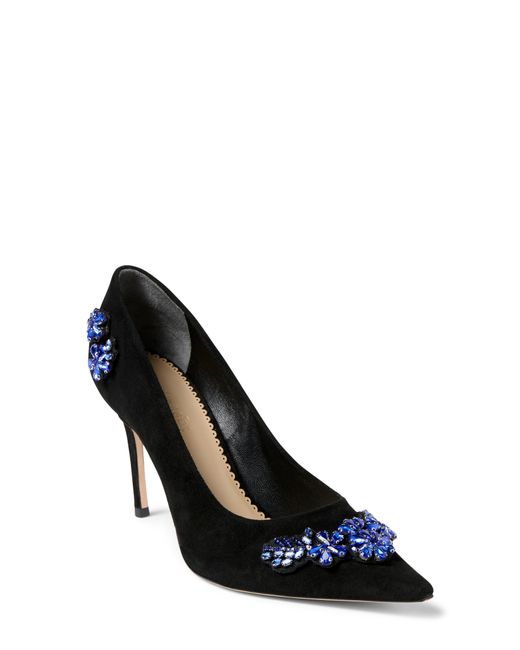 Cinq À Sept Black Appliqué Pointed Toe Pump